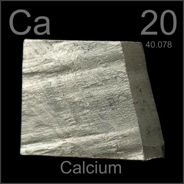Square block a sample of the element Calcium in the Periodic Table