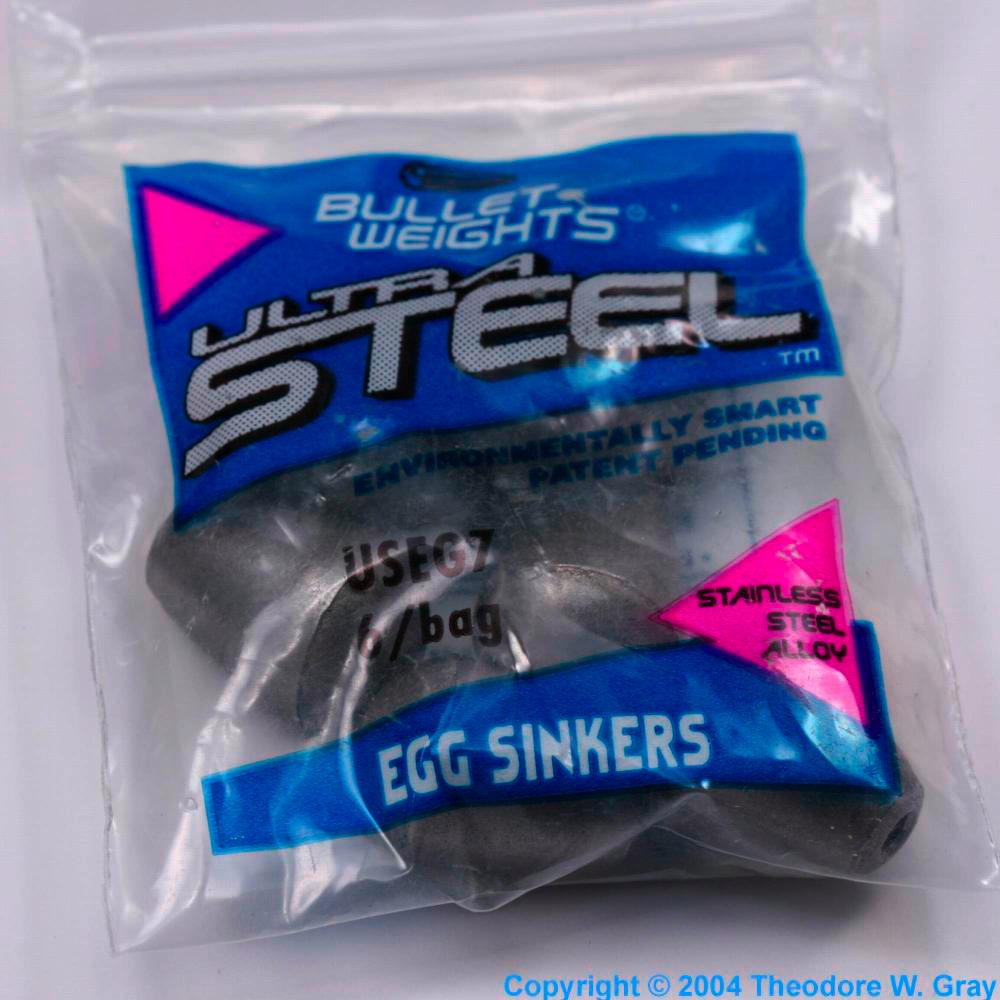 Lead-free fishing weights, a sample of the element Iron in the
