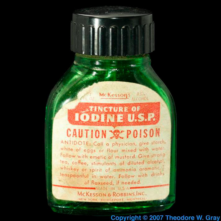 Tincture Of Iodine Small Bottle A Sample Of The Element Iodine In The 